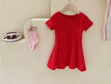 2022夏季新款女童连衣裙短袖鱼尾裙糖果色...