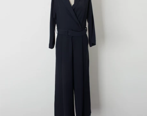 大牌纯色西装领配腰带连体裤阔腿裤 几乎全新...