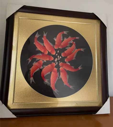 刺绣年年有余鱼图装饰画全新 三百多买的,长...