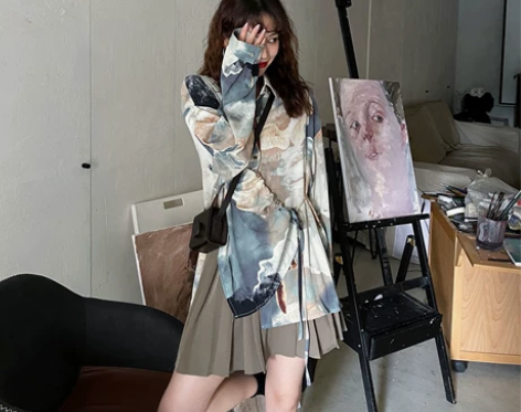 DR“谁打翻了调色盘”设计古着感印花 复古...