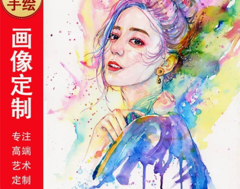 水彩画像定制真人照片手绘水彩画素描彩铅肖像...