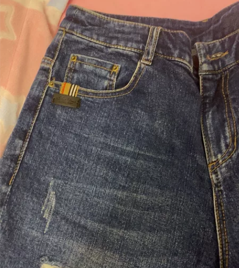 破洞牛仔裤女直筒哈伦裤2022春夏款高腰显...