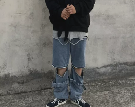 裤子女春秋韩版ins复古拉链休闲裤宽松高腰...