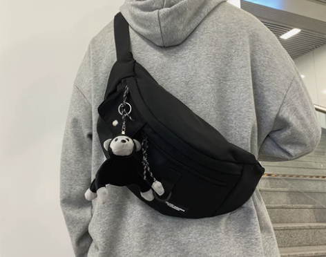 潮牌日系胸包男士ins简约单肩包腰包背包小...