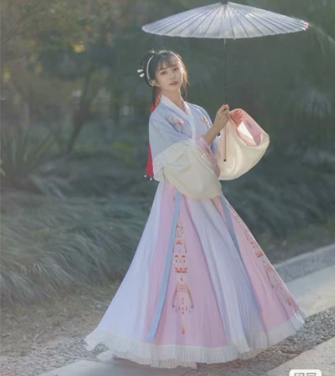 花雨辞原创羽笙汉服女春夏晋制交领半袖晋襦刺...