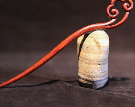 汉服汉服新款镂空云朵小叶紫檀古风发簪古典木...