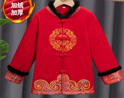 汉服儿童过年喜庆衣服周岁礼服男宝冬季唐装男...