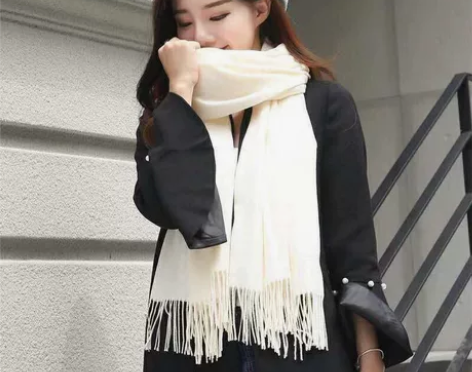 加厚围巾女秋冬纯色仿羊绒围脖学生男女韩版披...