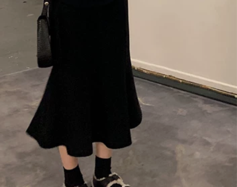 中长款包臀鱼尾裙针织半身裙女秋冬2022新...