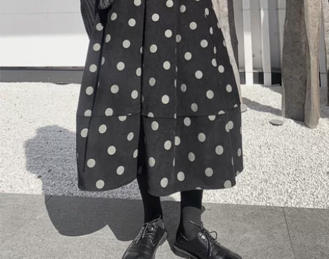 山本耀司日系设计感秋冬垂感花苞裙女圆波点灯...