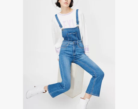 【永久下架】ONLY高腰显瘦长微喇九分背带...