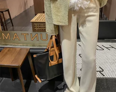 柚恬针织阔腿裤女春秋垂感休闲裤高腰显瘦直筒...