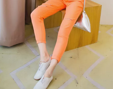 衣品天成 春装新款女士破洞休闲九分裤 韩版...