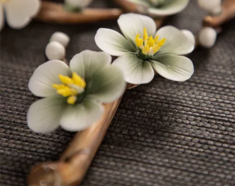 手工陶瓷线香插手捏花家用室内禅意香炉沉香檀...