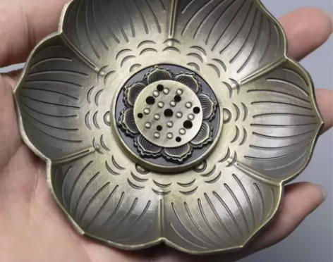 创意香插家用室内檀香炉纯铜托盘线香炉托盘香...