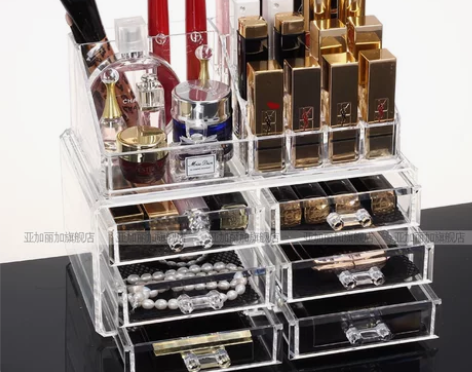 化妆品收纳盒 透明抽屉式桌面收纳 亚克力叠...