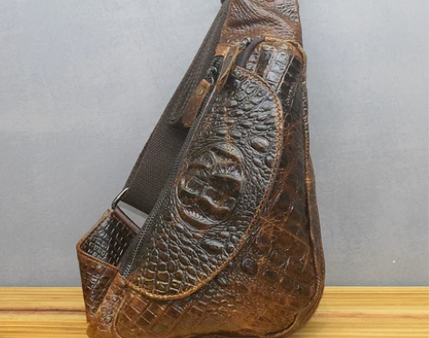 挎包男潮牌胸包真皮单肩斜挎包男潮头层牛皮时...