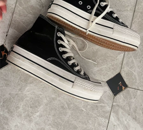 厚底帆布鞋，4厘米左右厚底，36码，9新，...