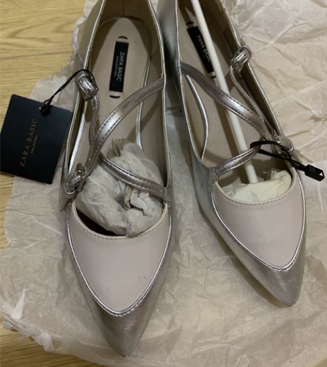 Zara 绑带单鞋37码，小尖头，全新如图...