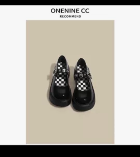 ONENINE 白色小众玛丽珍鞋女夏增高厚...