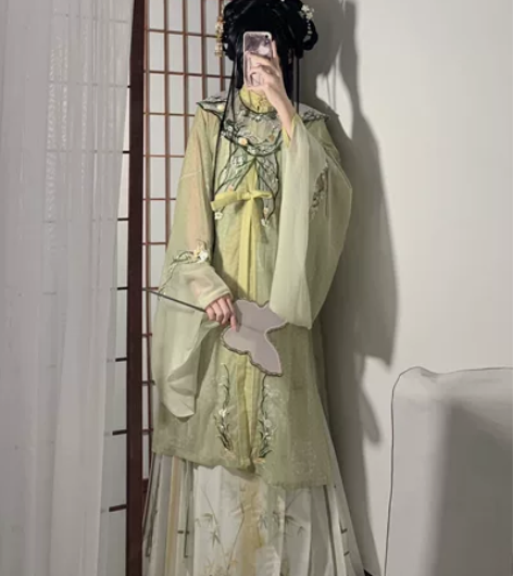 裳云兮原创(水夜香合)竖领大襟衫马面裙云肩...