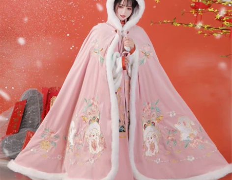 汉旭2022斗篷汉服女长款加绒加厚保暖外套...
