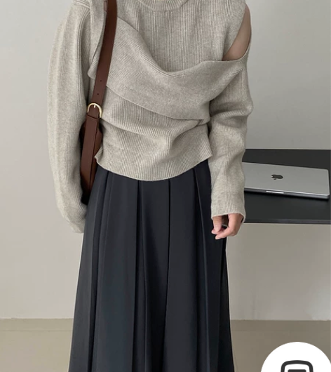 江左 很爱 软糯糯露肩温柔毛衣女2022秋...