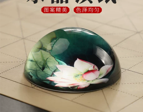 荷花水晶镇纸压书器文房四宝用品镇压尺创意k...