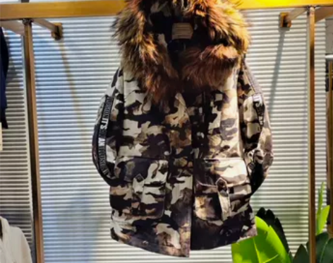 超大貉子毛领品牌羽绒服品牌撤柜商品花色长袖...