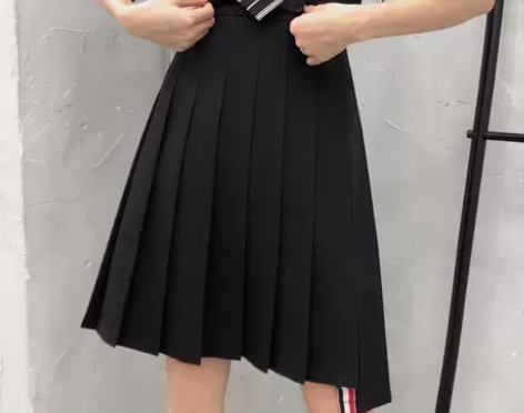 大码学院风TB百褶裙半身裙女夏中长款高腰显...