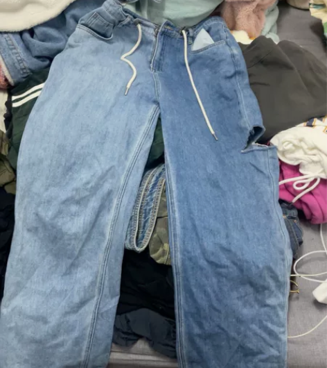 阔腿牛仔裤 170体重65公斤都可穿50元...