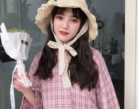 韩版ins小清新百搭草帽女夏绑带蝴蝶结度假...