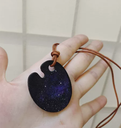 原创设计纯手工星空调色盘挂件钥匙扣包挂成品...