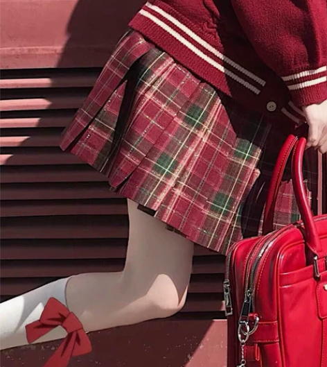 樱桃泡泡jk-限定玲鹿，圣诞jk格群。 仅...