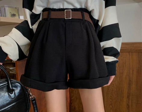 裤子潮ins新款韩版百搭宽松灯芯绒短裤女秋...