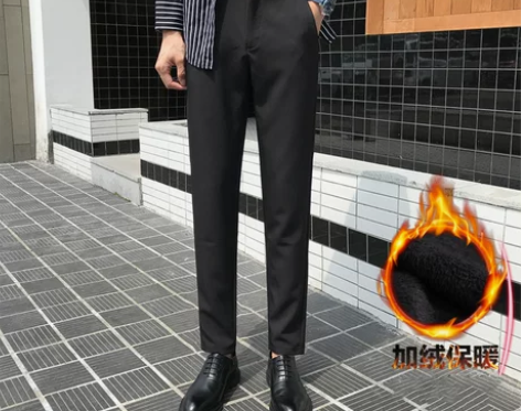 【狂欢价】裤子男秋冬修身长裤直筒垂坠感休闲...