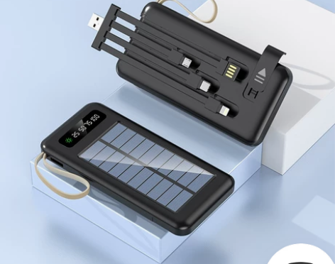 跨境户外太阳能超大容量移动电源 共享自带线...