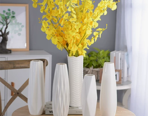 白色陶瓷花瓶客厅跳舞兰插花摆件北欧现代简约...