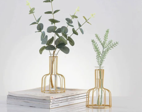 清仓特价铁艺花瓶干花水培摆件北欧创意玻璃插...