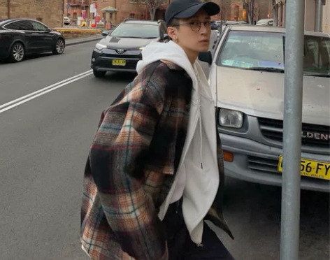 【新品】港风复古衬衣外套男秋冬加厚保暖日系...