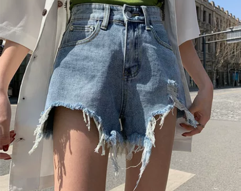 牛仔短裤女2021夏新款韩版chic宽松显...