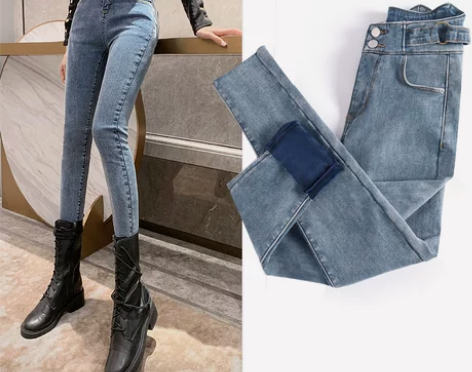 2022年夏季新款高腰牛仔裤女紧身显瘦显高...