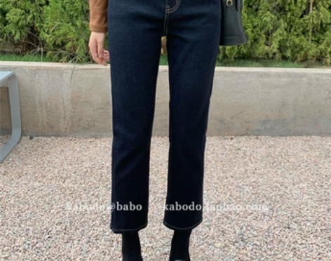 加绒牛仔裤女BABO巴布80622A秋冬新...