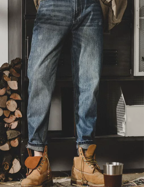 美式经典复古牛仔裤男宽松直筒潮牌裤子男夏季...