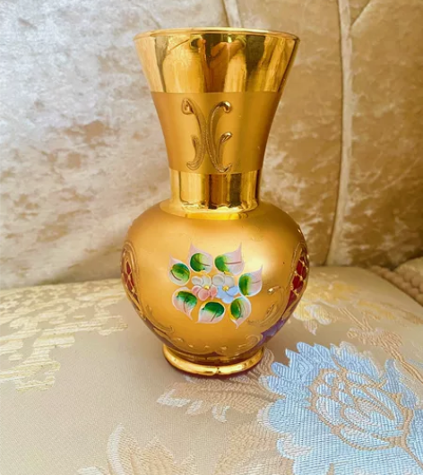穆拉诺vintage中古鎏金花瓶,意大利威...