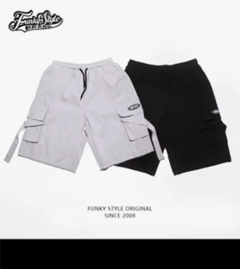 潮牌夏hiphop短裤男ins嘻哈裤子宽松...