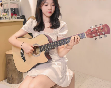 AKOULS38寸单板民谣吉他初学者41寸...