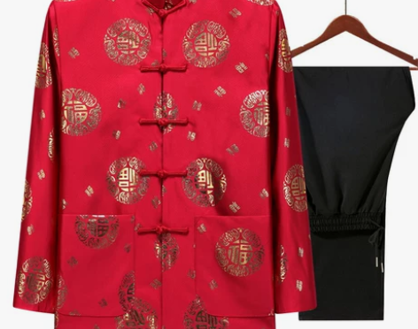 中老年唐装男春秋套装喜爸爸中式婚礼服爷爷老...