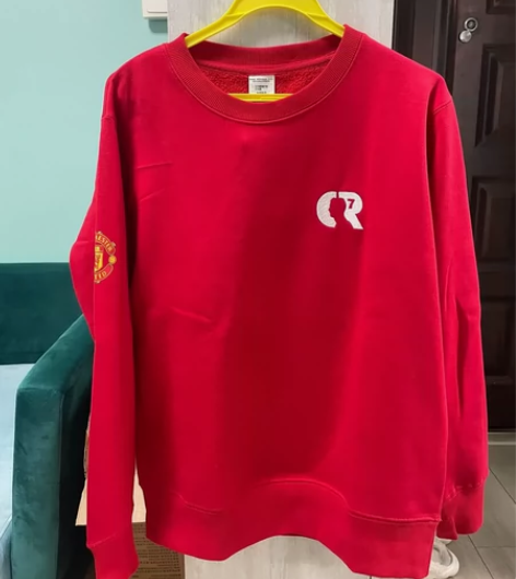 中国红加绒卫衣 m号 刚从网上买的 试了一...