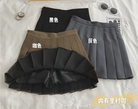 百褶裙女加厚黑色a字半身裙秋季2021新款...